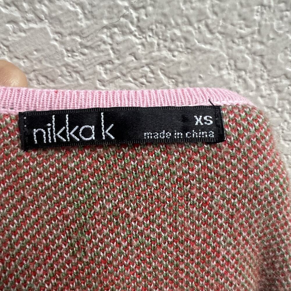 Nikka K Cherry Cardigan Sweater XS Cropped Tie Front Cottage Twee Girlhoodcore - Picture 3 of 5